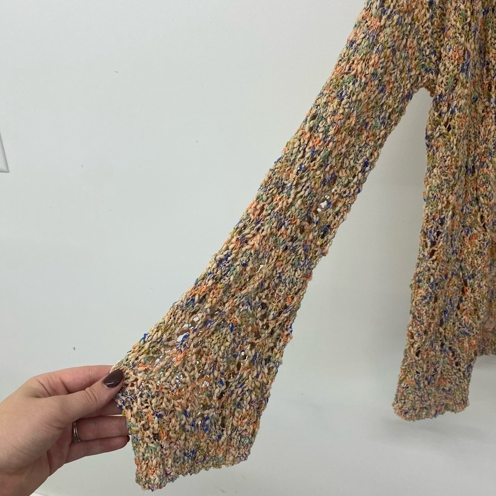 POL boutique multi color tan crochet cardigan - Picture 4 of 5